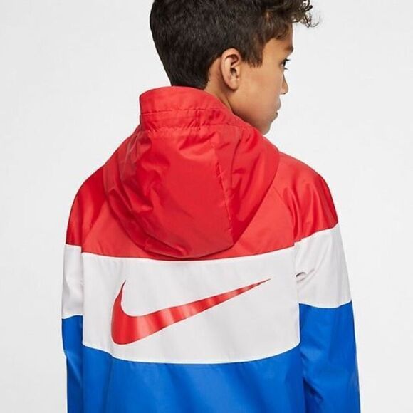 Nike Kids Windrunner Red White Blue Hooded Zip Jacket Small - Picture 9 of 11
